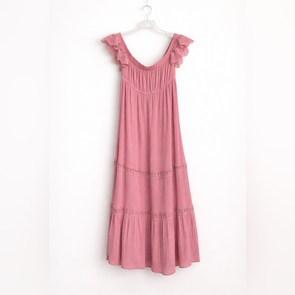 J for Justify Rose Boho Maxi Dress with Lace Details Size: XL - Picture 3 of 7